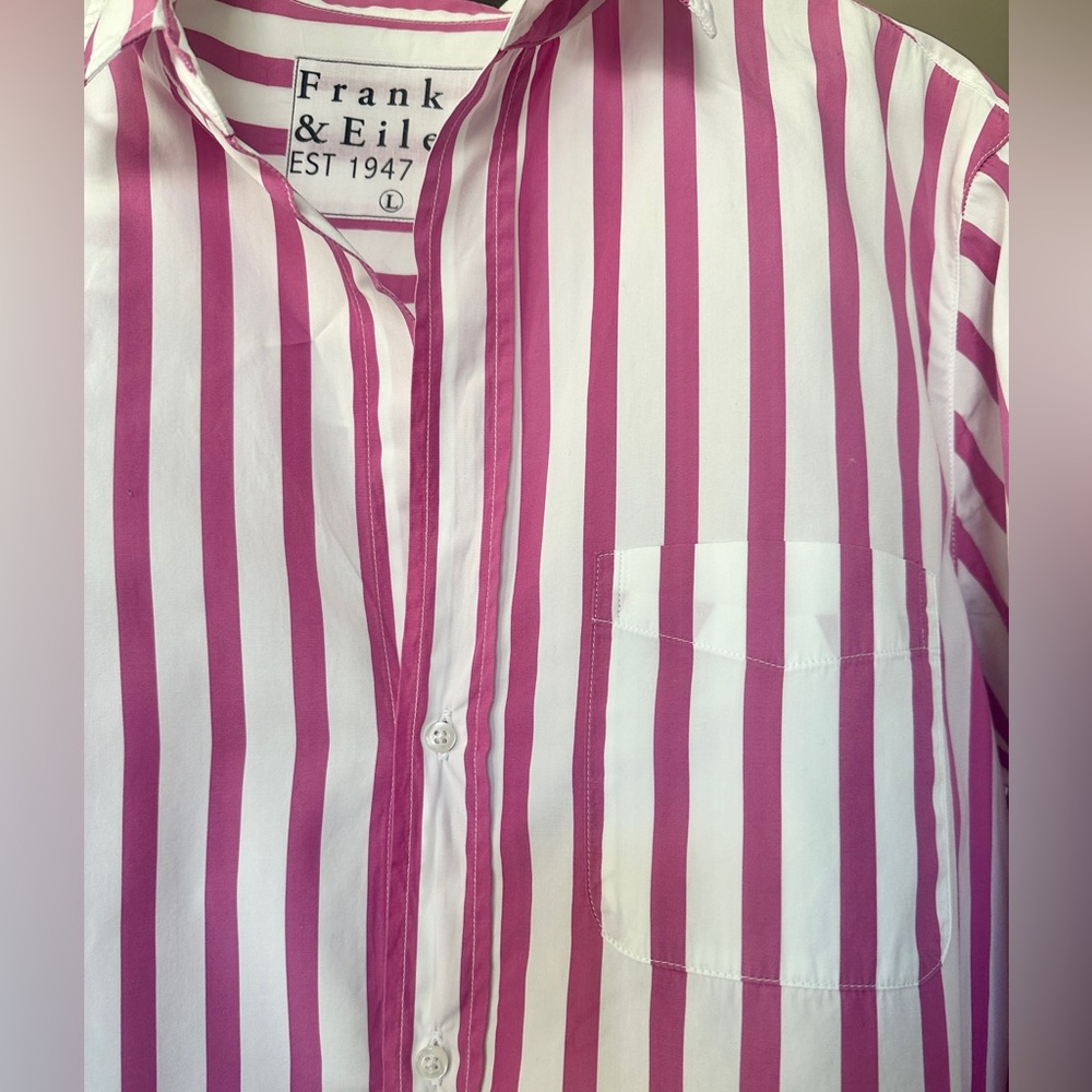 Frank & Eileen Pink and White Striped Button-Up Shirt - Picture 3 of 7
